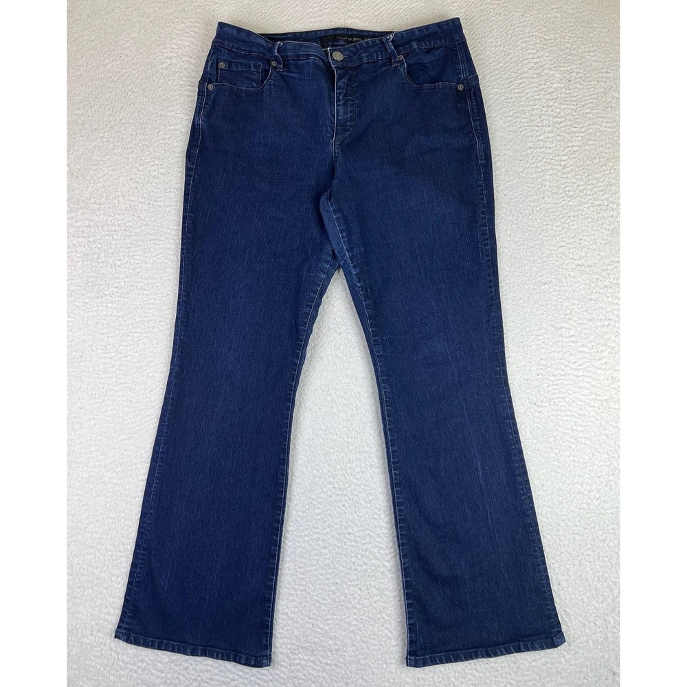 Calvin Klein Jeans Womens 14 Curvy Bootcut Blue Dark Wash Mid Rise Stretch Denim
